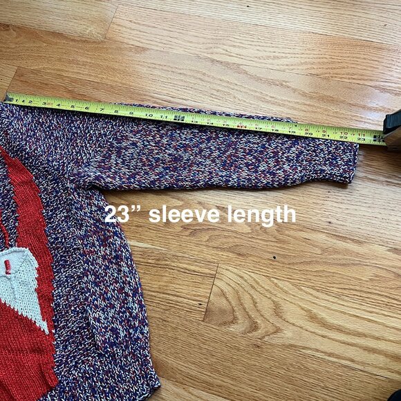 Vintage Calla Lily Knit Sweater Orange & White Size Small - Picture 8 of 9